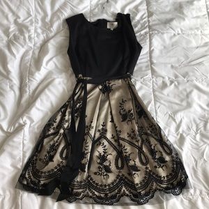 SD Collection Lace Design Dress with Ribbon